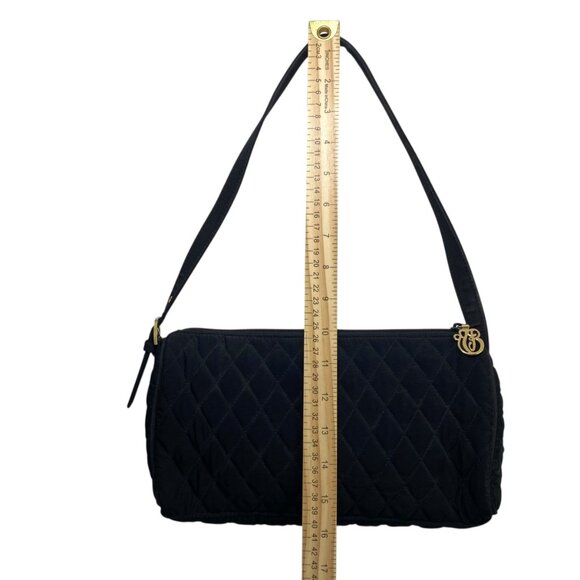 Vera Bradley Quilted Shoulder Bag Women Black Rectangle Zipper Inner Pocket Y2K - Picture 5 of 10